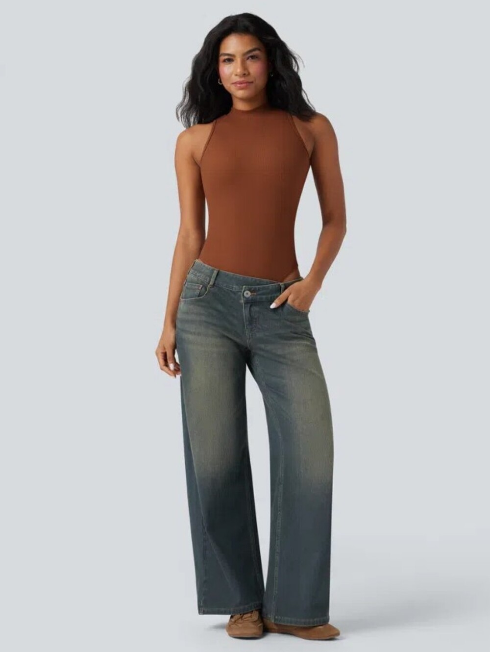 Halara Flex™ Asymmetric Low Rise Baggy Wide Leg Jeans Medium Tall NWT